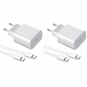 2-pack Laddare fr iPhone 15 / 16/ 17 / Android 20W med USB-C till USB-C - Snabbladdare