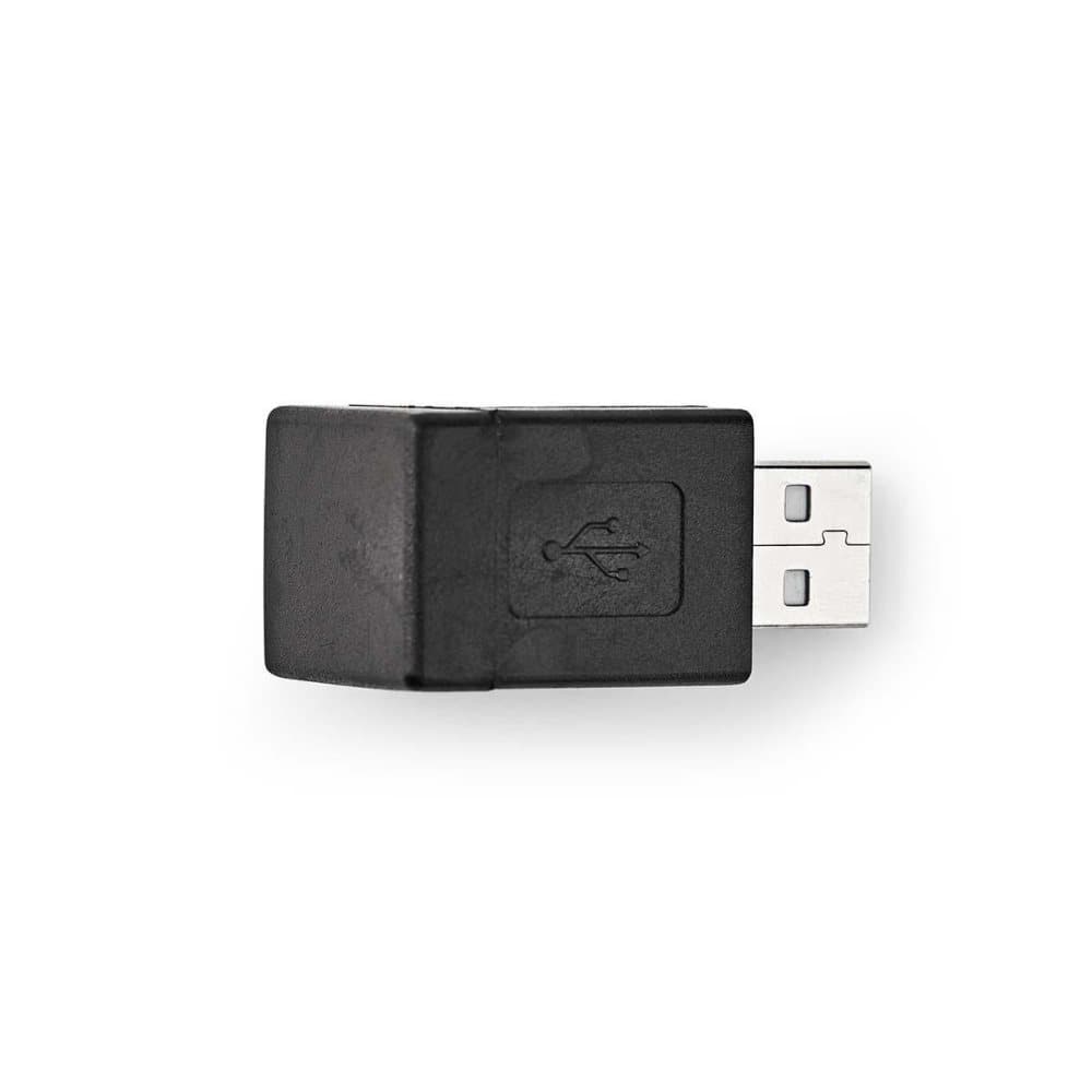 USB-A Adapter | USB 2.0 | USB-A Hane | USB-A Hona | 480 Mbps | Rund | Nickelplaterad | PVC | Svart | Lda
