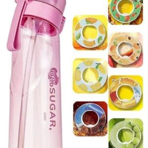 OBOSOE Air-Up Luftvattenflaska 650ml – 7 Smakkapslar | Sockerfri & Aromatisk med Suprör, Transparent