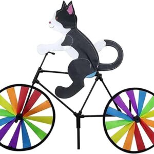 OBOSOE Vindsnurra med cyklande katt – 3D trädgårdsdekoration för utomhusbruk