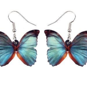 Örhängen Fjäril Blå/Brun Butterfly Oversize