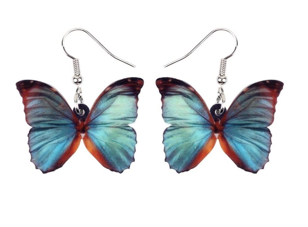 Örhängen Fjäril Blå/Brun Butterfly Oversize