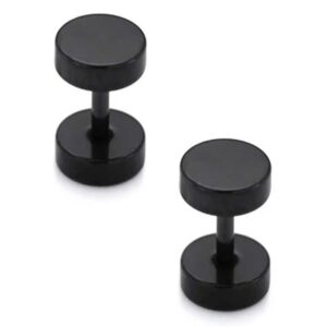 2-pack Svart Fake Plug Fejk Töjning Örhänge Piercingsmycke – 6mm