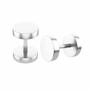 2-pack Fake Plug Fejk Tjning rhnge Piercingsmycke Silver 8mm