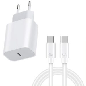 USB-C Snabbladdare 20W + 2M Kabel – iPhone 15/16 & Android