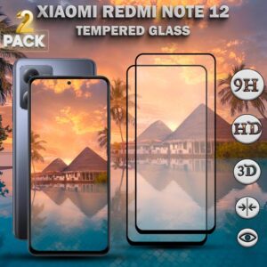 2-Pack Xiaomi Redmi Note 12 - Hrdat Glas 9H-Super kvalitet 3D Skrmskydd