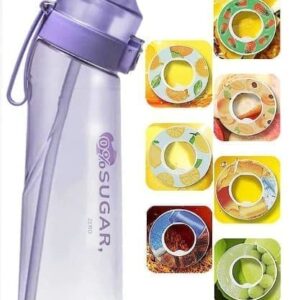 OBOSOE Air-Up Luftvattenflaska 650ml – 7 Smakkapslar | Sockerfri & Aromatisk med Suprör, Transparent