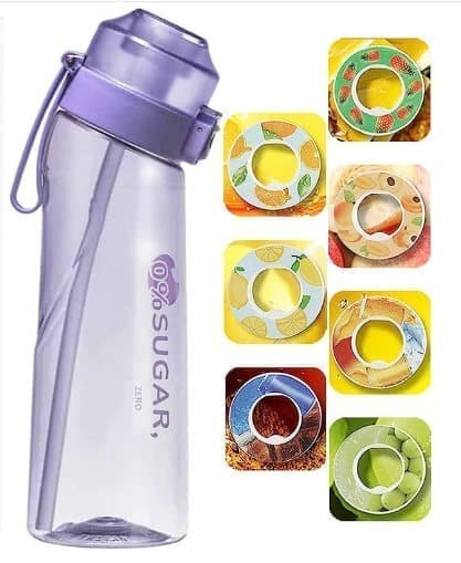 OBOSOE Air-Up Luftvattenflaska 650ml – 7 Smakkapslar | Sockerfri & Aromatisk med Suprör, Transparent