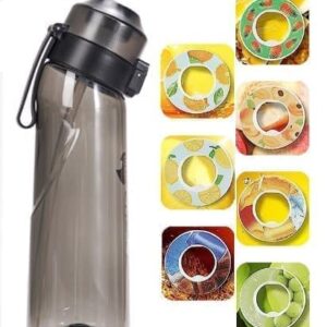 OBOSOE Air-Up Luftvattenflaska 650ml – 7 Smakkapslar | Sockerfri & Aromatisk med Suprör, Transparent