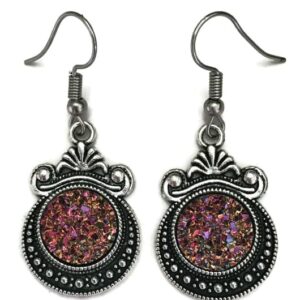 Örhängen Druz Rosa/brons Glitter Goth/Rock Vintage Victorian