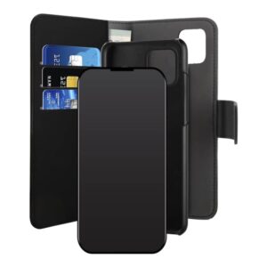 PURO Wallet 2 in1 - Vikbart fodral för mobiltelefon - eco-läder - svart - för Apple iPhone 12 Pro Max