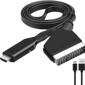 OBOSOE SCART till HDMI-omvandlare med USB-strömkabel – 1080P HDMI-utgång, Kompatibel med HDTV, STB, VHS, Xbox, PS3