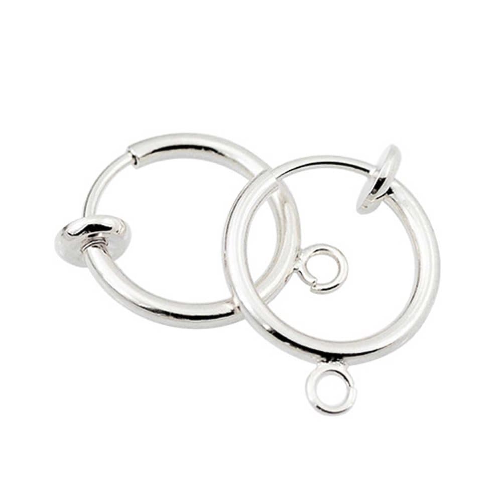 2-pack Silver Clip-on rhnge Fake Piercing fr Valfritt Hnge