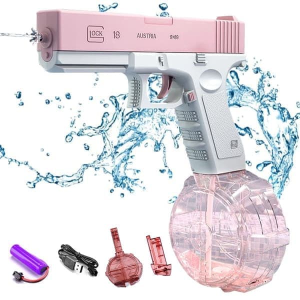 OBOSOE Elektrisk Vattenpistol–Automatisk Påfyllning,10 m Räckvidd, Dubbel magasin , Kontinuerlig eldgivning