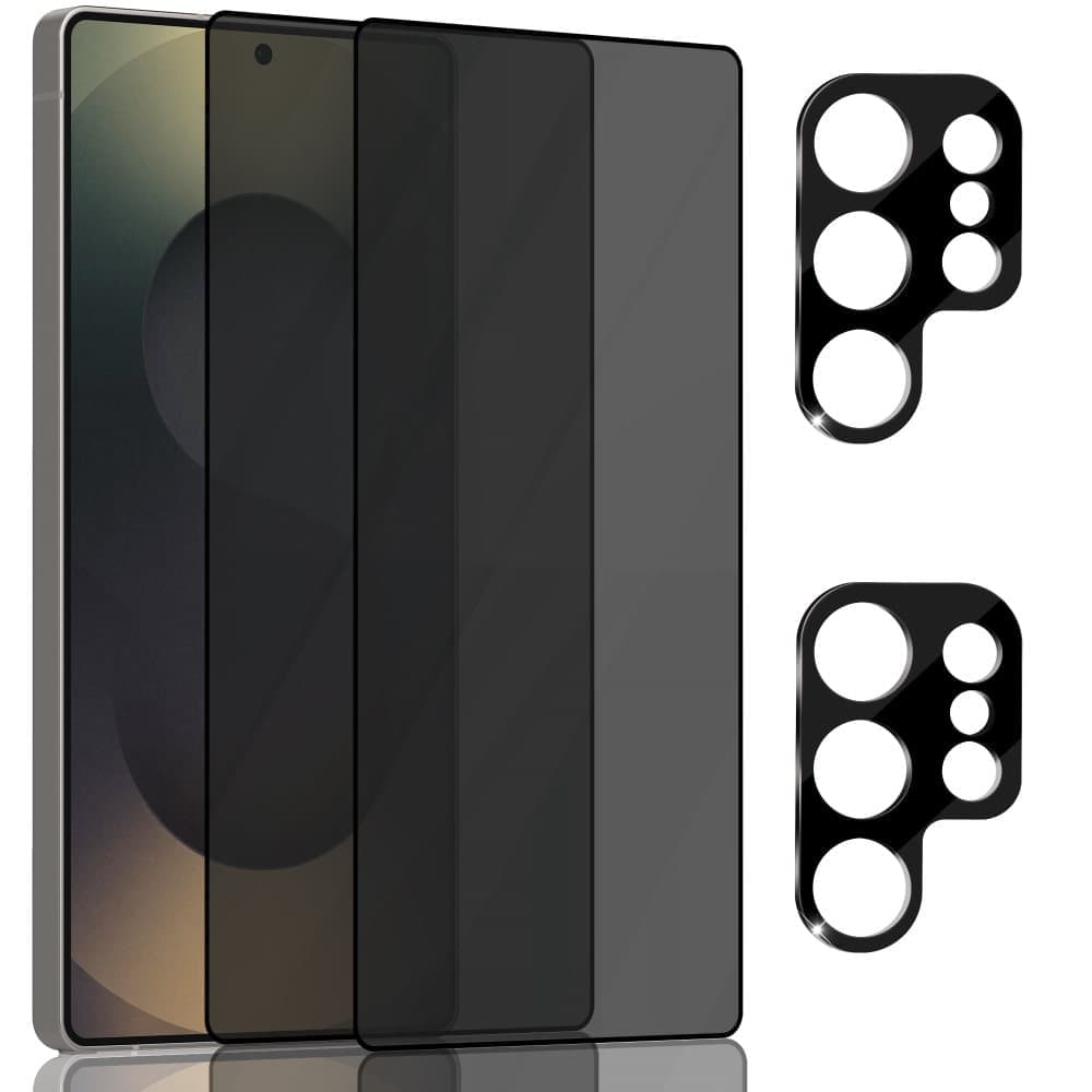 2-Pack Samsung S25 Ultra Privacy Skärmskydd & 2-Pack linsskydd - Härdat Glas 9H - Super kvalitet 3D