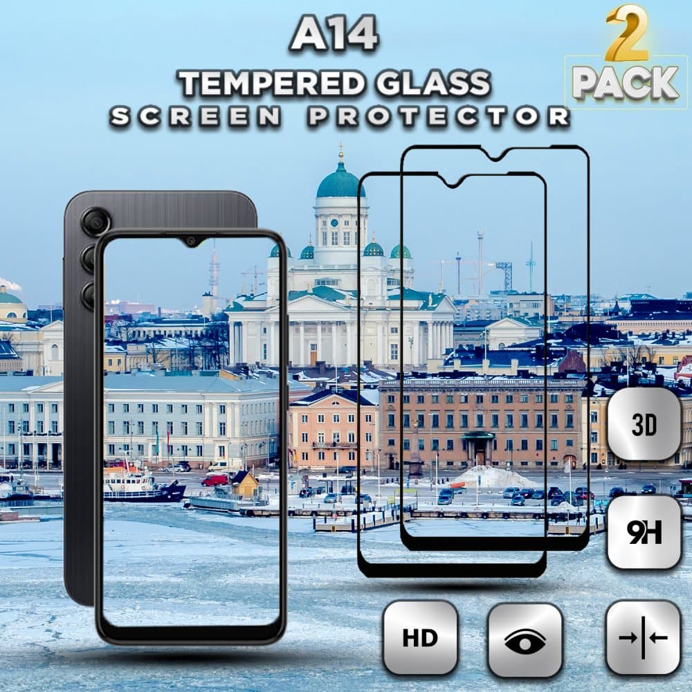 2-Pack Samsung Galaxy A14 - Härdat Glas 9H - Super Kvalitet 3D Skärmskydd