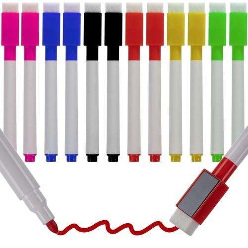 12-Pack - Whiteboard pennor med sudd - Pennor