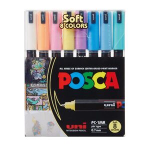 Posca - PC1MR - Extra Fine Tip Pen - Soft Colors, 8 pc