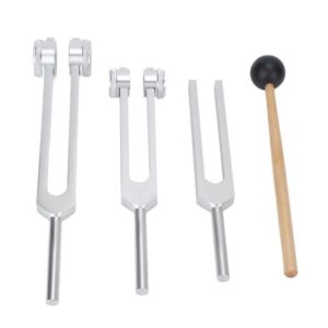 Zerone stämgafflar, 3 delar, set med stämgafflar i aluminiumlegering, 128 256 512Hz, stämgafflar med hammare för