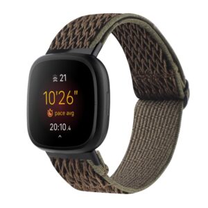 Vvd Nylonarmband Fitbit Versa 3/Sense Mrkgrn/brun