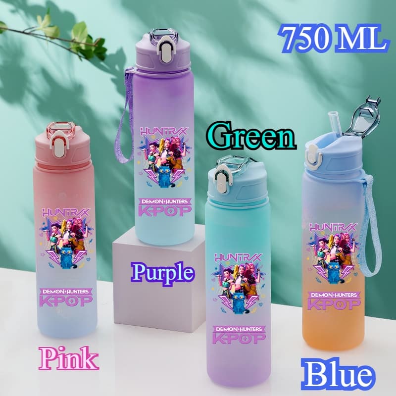 750ML KPop Demon Hunters Gradient vattenflaska - HUNTR/X Rumi Mira Zoey Jinu Present för barn