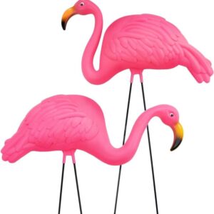 OBOSOE 2-pack rosa flamingo trädgårdsprydnader – 60 cm plaststatyer för utomhusdekoration
