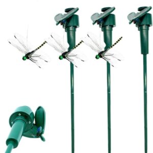 OBOSOE 1/2/3/4-Pack 3D Trollslända Trädgårdsdekoration – Sol- & Batteridriven, Realistisk PVC Trollslända på Blompinne