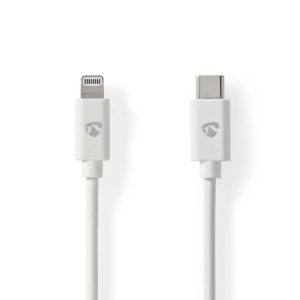 Lightning Kabel | USB 2.0 | Apple Lightning, 8-stifts | USB-C™ Hane | 480 Mbps | Nickelplaterad | 2.00 m | Rund | PVC | Vit | Label