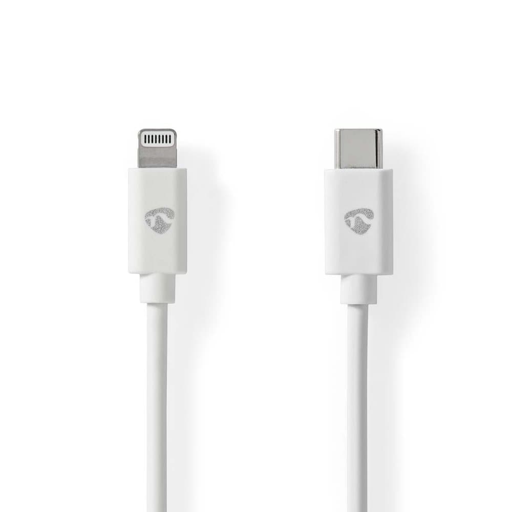 Lightning Kabel | USB 2.0 | Apple Lightning, 8-stifts | USB-C™ Hane | 480 Mbps | Nickelplaterad | 2.00 m | Rund | PVC | Vit | Label