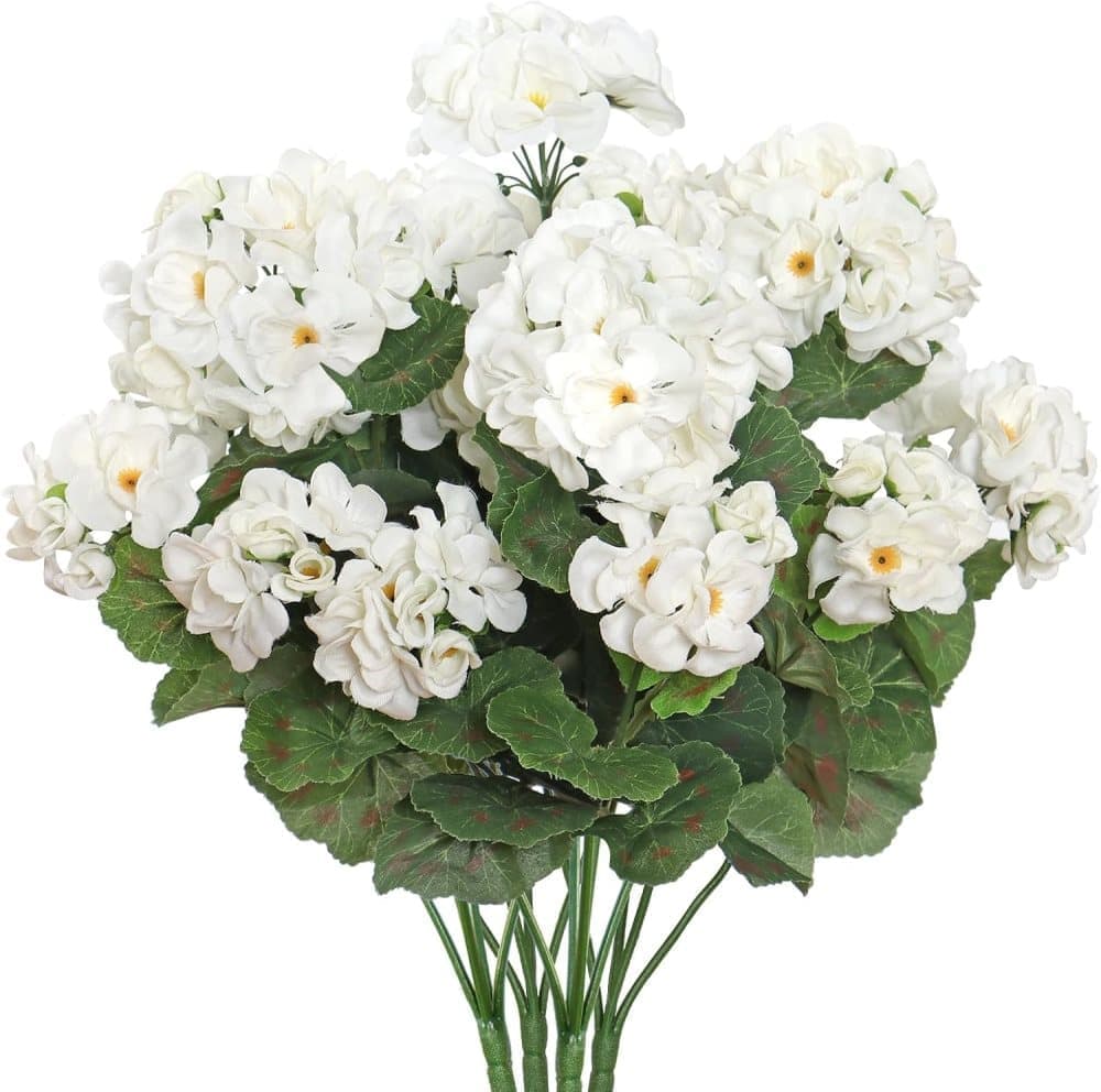 OBOSOE 1/6/12/24-Pack Konstgjorda Pelargonier, UV-tåliga Falska Blommor Utomhus Växter Dekor