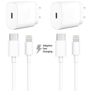 2-Pack iPhone laddare Apple 11/12/13 USB-C strmadapter 20W + 1m