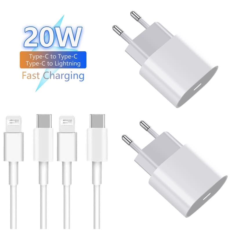 20W USB-C Snabbladdare fr iPhone med 1m Kabel, Kompatibel iPhone 5-14 Pro Max