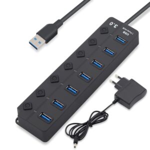 USB 3.0-Hubb med Strömadapter - 7-Portar