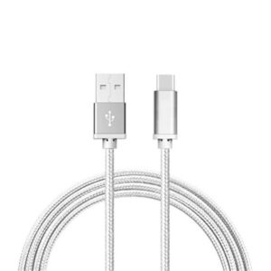 2M Kabel USB-C Laddare Nylon Quick Charge Silver