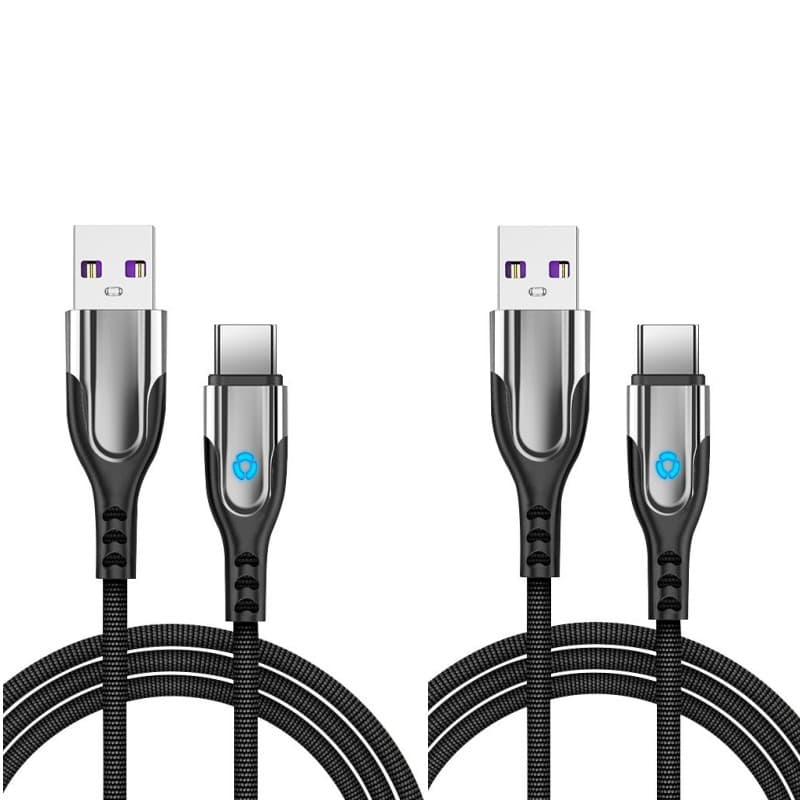 INF 2-pack Type-C till USB-kabel 3.1A snabbladdning/datasynk 1 m Svart