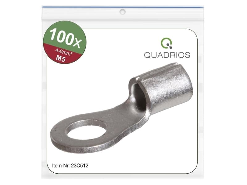 Quadrios 23C512 Ringplintar Tvärsnitt (max.)=6 mm² Håldiameter =5,3 mm Oisolerade 100 st
