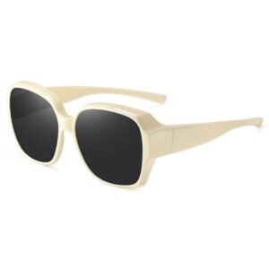 Polariserade Suncovers Solglasögon Över Glasögon Vit/Beige