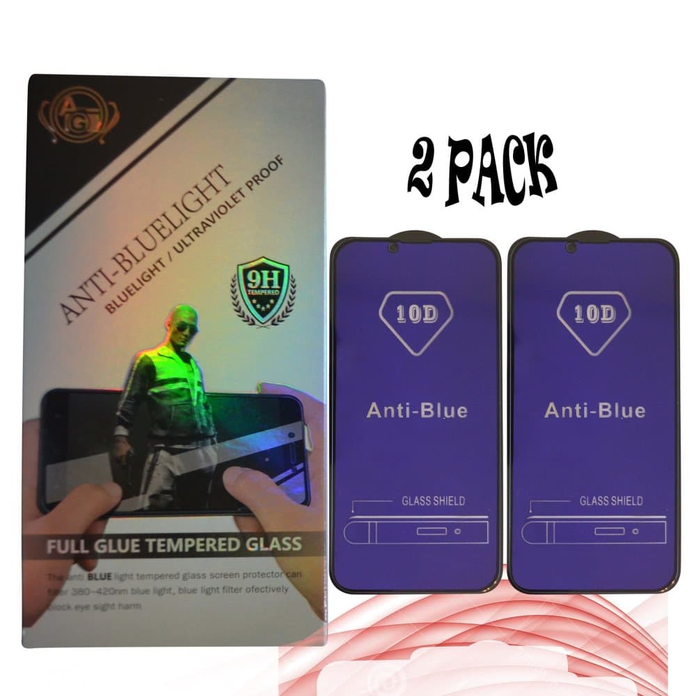 2 PACK Anti-Blue, 9H skärmskydd Kompatibel med Iphone