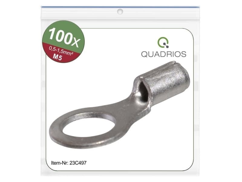 Quadrios 23C497 Ringplintar Tvärsnitt (max.)=1,5 mm² Håldiameter =5,3 mm Oisolerade 100 st