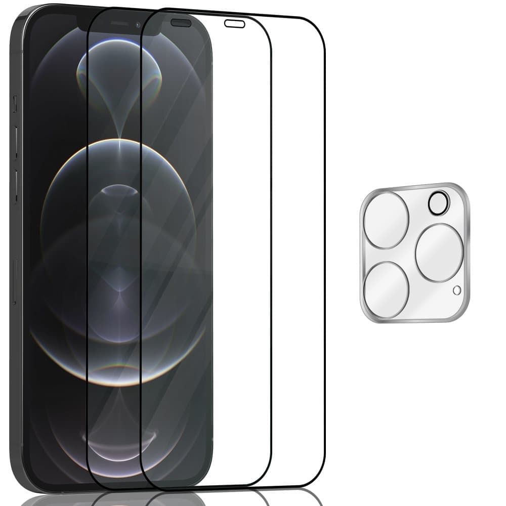 2-Pack Iphone 12 Pro Skärmskydd & 1-Pack linsskydd - Härdat Glas 9H - Super kvalitet 3D
