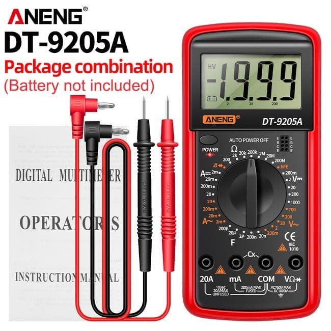 OBOSOE Digital Multimeter – Kondensator- och Transistortestare med AC/DC, Automatisk NCV och Analog Display