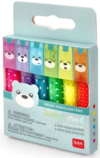 Överstrykningspennor Mini Teddy's Mood 6-pack Legami