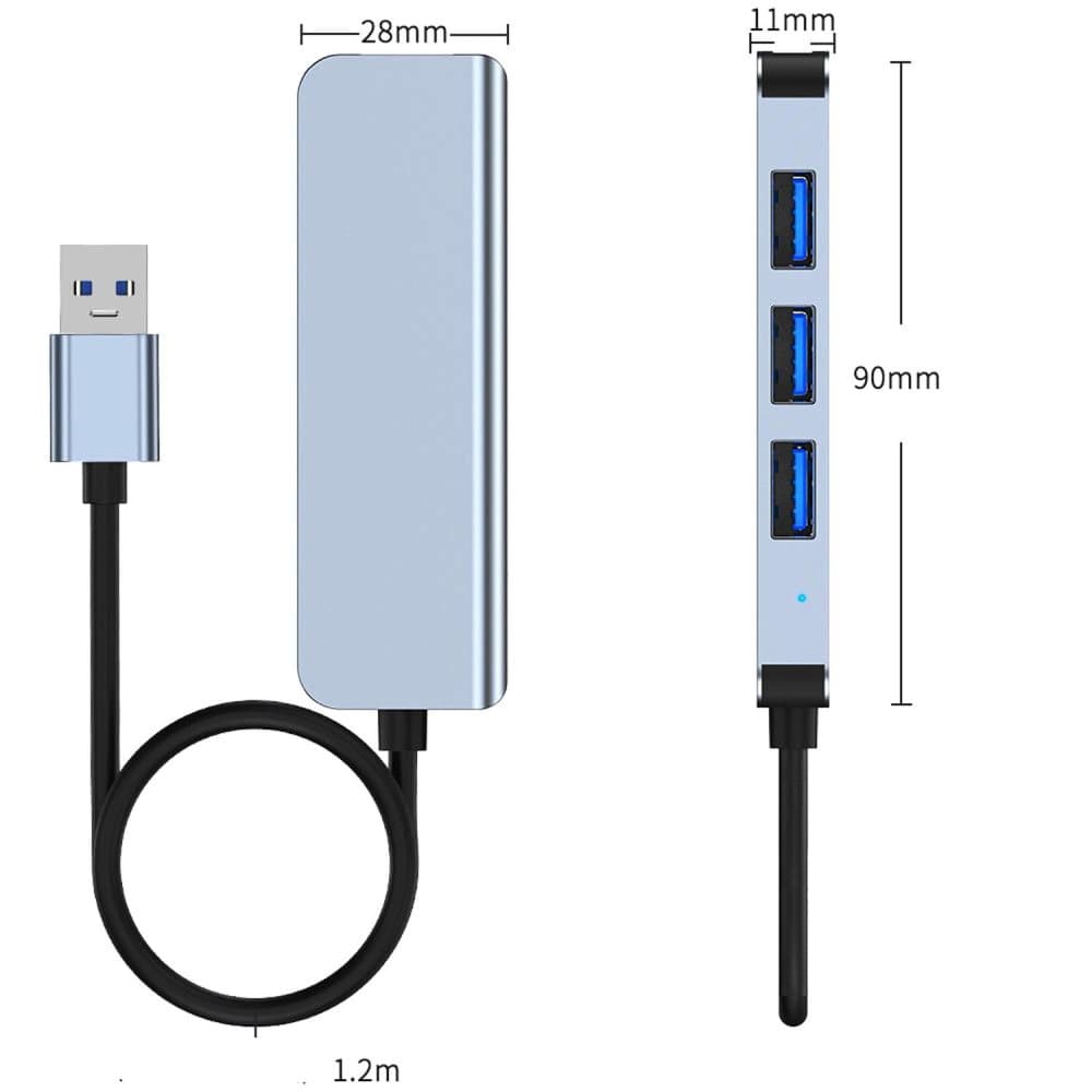NRDIC USB Hubb 4ports 4xUSB-A 3.0 5Gbps 1,2m kabel
