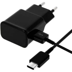 Laddare + USB-C-kabel fr Samsung A20E - A40 - A50 - A70 - A80 - Typ USB-C-kabel 1 Meter Vggladdare Svart Phonillico
