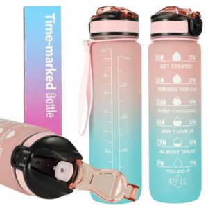Vattenflaska bidon 1l rosa och blå