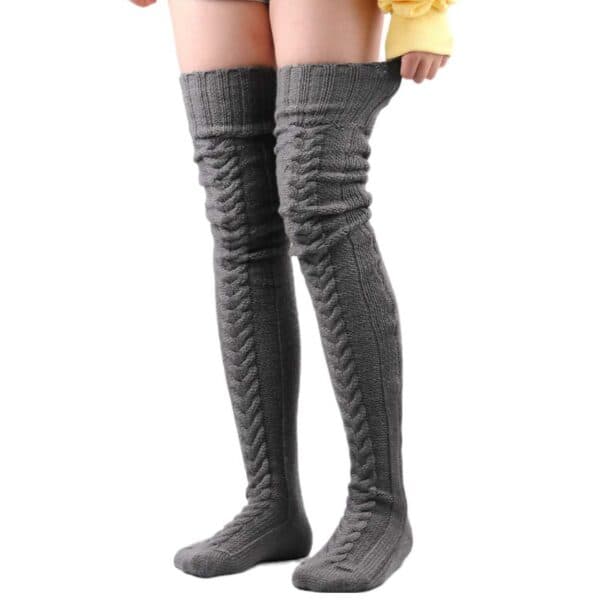 Varma Stickade Knstrumpor Hga Strumpor Thigh High Mrkgr