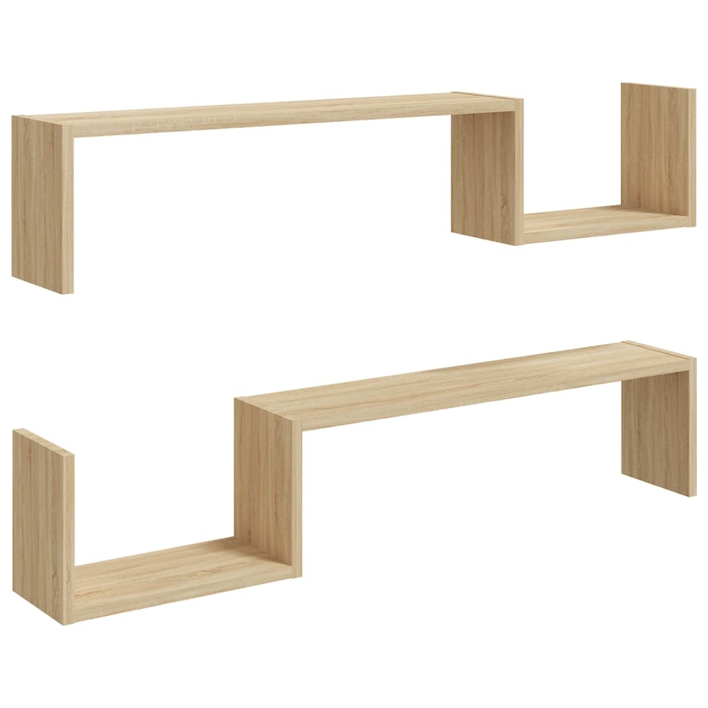 vidaXL Vägghyllor 2 st sonoma-ek 100x15x20 cm konstruerat trä