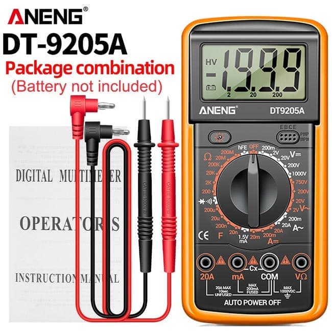 OBOSOE Digital Multimeter – Kondensator- och Transistortestare med AC/DC, Automatisk NCV och Analog Display