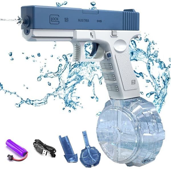OBOSOE Elektrisk Vattenpistol–Automatisk Påfyllning,10 m Räckvidd, Dubbel magasin , Kontinuerlig eldgivning