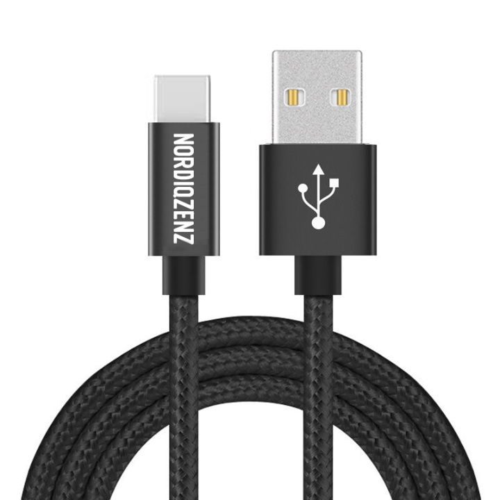 NORDIQZENZ USB-C Textilkabel, 1m, Svart